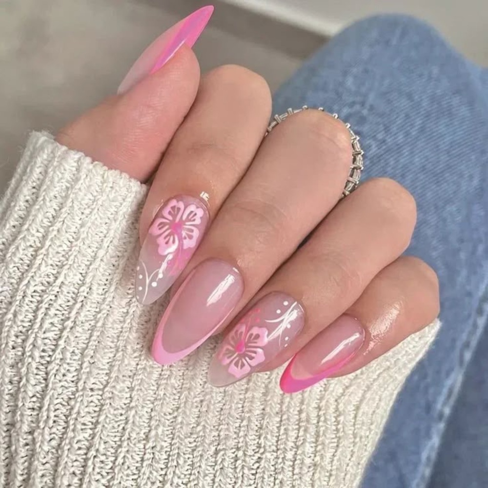 Pink Floral Nail Art